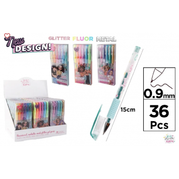 Bolígrafos "Purpurina, Flúor o Metal" (Estuche de 6 colores)